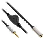 InLine 99253B Slim Audio Kabel Klinke 3,5mm ST / BU, mit Lautst&auml;rkeregler, 0,25m