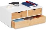Relaxdays Schreibtisch Organizer, 3 Schubladen, f&uuml;r B&uuml;routensilien, HxBxT: 14 x 33