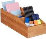4 x Aufbewahrungsbox Bambus, 6 F&auml;cher, Universal Ordnungsbox f&uuml;r B&uuml;ro, Bad,