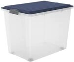 Rotho Compact Aufbewahrungsbox mit Deckel und Rollen 70l | Stapelboxen f&uuml;r