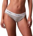 Calvin Klein Damen Slip Bikini Form mit Logobund, Grau (Grey Heather), XL