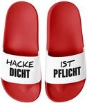 MoonWorks&reg; Badeschlappen Badelatschen Unisex mit Aufdruck Hacke Dicht ist Pflicht