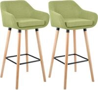 CLP Barhocker 2er Set gepolstert mit Lehne Grant, Barstuhl mit Stoffbezug, Gestell