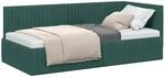 vidaXL Eckbettgestell mit Kopfteil Dunkelgr&uuml;n 90 cm x 200 cm Samt
