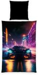 Herding Bettw&auml;sche Neon Car, Young Collection, Kopfkissenbezug 80 x 80 cm mit