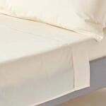HOMESCAPES Perkal Bettlaken ohne Gummizug Creme-vanille 240x275 cm,...