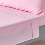 HOMESCAPES Perkal Bettlaken ohne Gummizug rosa 178x255 cm, Baumwoll-Betttuch...