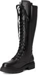 DREAM PAIRS Kniehohe Schn&uuml;rstiefel Damen Langschaft Stiefel | Plateau & Rutschfeste
