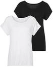 VIVANCE Damen Kurzarmshirt im 2er-Pack, lockere Passform, l&auml;ssig