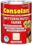 Consolan Wetterschutzfarbe, Deckender Holzschutz f&uuml;r Au&szlig;en, Kieselwei&szlig;, 750ml