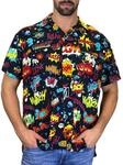 King Kameha Funky Hawaiihemd, Kurzarm, Boom Bang, Multischwarz, M