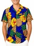 King Kameha Funky Hawaii-Hemd Herren Kurzarm Front-Tasche Stylish Tropisch Strand