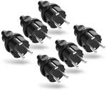 greate 6x Schuko Stecker Aussenbereich mit Knickschutz - Schukostecker Gummi mit