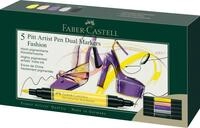 Faber-Castell 162006 - Tuschestifte Pitt Artist Pen Dual, 5 Marker mit zwei Spitzen -