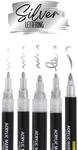 ONLINE 5er-Set Acryl Stifte Silver I Stark deckendes Handlettering Set mit Brush Pen,
