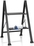 hjh OFFICE Klappleiter SOLID W5-2 Stufen - Aluminiumstufen & Stahlgestell -