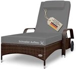 RS Trade Sonnenliege Gartenliege Wetterfest Rattan &ndash; XXL Relaxliege extra breit mit