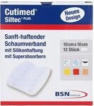 BSN medical Cutimed Siltec Plus Schaumverband 10x10 cm Haftend, 12 St