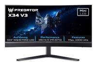 acer Predator X34V3 Gaming Monitor 34 Inch (86 cm Screen) UWQHD, VA, 180Hz DP/Type-C,