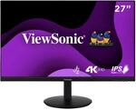 ViewSonic VG2708-4K Ergonomischer 27 Zoll 4K UHD-Monitor mit HDR 10, Dual-HDMI und