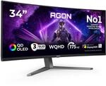 AOC AG346UCD 34" Curved, UW-QHD USB Hub Monitor, 175Hz, QD-OLED Panel, 0.03ms GtG,