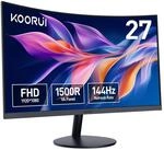 KOORUI 27 Zoll Curved Monitor 144Hz Bildschirm Full HD 3000:1 27N5CA