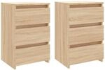 vidaXL 2X Nachttisch mit 3 Schubladen Nachtschrank Nachtkonsole Nachtkommode