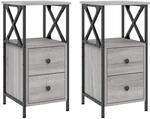 vidaXL Nachttisch 2 STK., Beistelltisch mit viel Stauraum, Nachtschrank mit
