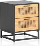 FineBuy Nachtkonsole Schwarz mit Wiener Geflecht 45x45x56 cm Nachttisch Zeitlos,