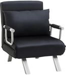 HOMCOM 3 in 1 Schlafsessel mit Bettfunktion Kissen 65 x 77 x 80 cm Schwarz |...