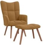 vidaXL Relaxsessel mit Hocker, Sessel mit Stahlrahmen Holzbeinen, Relaxstuhl