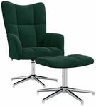 vidaXL Relaxsessel mit Hocker Dunkelgr&uuml;n Samt
