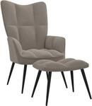 vidaXL Relaxsessel mit Hocker Hellgrau Samt