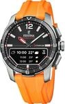 Festina Hybrid Smartwatch Herren - Kautschukarmband Orange - Schritte, Musik,