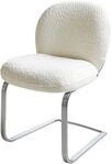 DELIFE Schwingstuhl Nube-Flex Freischwinger flach Edelstahl Boucl&eacute; Wei&szlig;