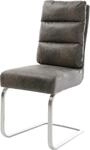 Schwingstuhl Pela-Flex Freischwinger flach Edelstahl Mikrofaser Grau Antik 