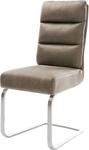 DELIFE Schwingstuhl Pela-Flex Freischwinger flach Edelstahl | Mikrofaser Taupe