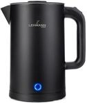 LEHMANN Elektrischer Wasserkocher Edelstahl 1,7L, 2200W, Schnelles Aufheizen,