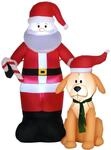 Outsunny Aufblasbarer Weihnachtsmann 157cm Beleuchtet mit LED Licht | Hund, IP44