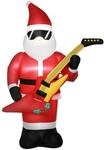 Outsunny 215 cm Aufblasbarer Weihnachtsmann mit E-Gitarre Wasserdicht |...