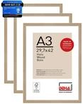 DEHA Design Bilderrahmen, 29,7 x 42 cm (A3) (3er Set), Holz, Eiche, Posterrahmen zum