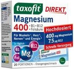 taxofit Magnesium 400 Direkt-Granulat + B1 + B6 + B12 + Fols&auml;ure 800&micro;g | 20