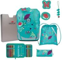 DerDieDas Schulranzen ErgoFlex Tiny Set 6-teilig Butterfly Garden t&uuml;rkis