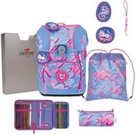 DerDieDas Schulranzen ErgoFlex Tiny Superflash Set 6-teilig Magic Unicorn hellblau