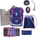DerDieDas Schulranzen ErgoFlex Tiny LED Set 6-teilig Dancing Star dunkelviolett