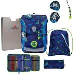 DerDieDas Schulranzen ErgoFlex Easy LED Set 6-teilig Moon Mission blau