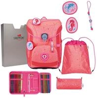 DerDieDas Schulranzen ErgoFlex Easy Superflash Set 6-teilig Coral Reef lachsfarben