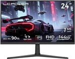 LC-POWER 24 Zoll FHD Gaming Monitor, 1920 x 1080 Rapid IPS Panel, 144Hz, 1ms MPRT,
