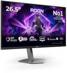 AOC AG276QKD2 26.5 Zoll WQHD USB Hub Monitor, 500Hz, QD-OLED Panel, 0.03ms GtG,