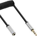 InLine 99282 Slim Audio Spiralkabel Klinke 3,5mm ST/BU, 4-polig, Stereo, 2m